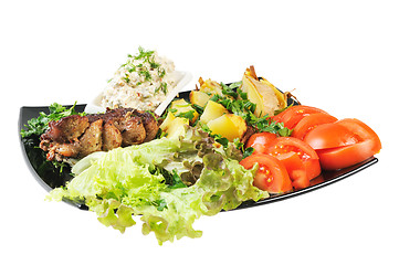 Image showing Grilled meat and potatoes