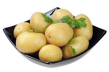 Image showing Dish with boiled potatoes in their skins