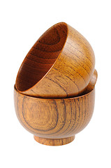 Image showing Wooden bowls for rice.