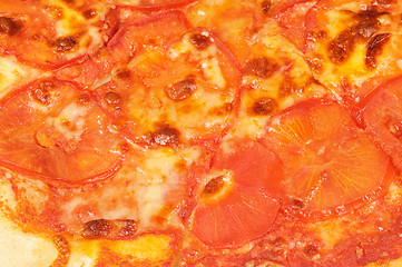 Image showing Vegetarian pizza  with cheese and tomatoes.