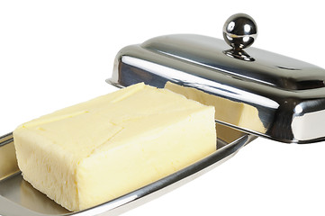 Image showing Butter in a chromed metal box