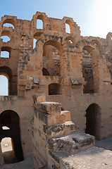 Image showing Tunisian Colosseum - dilapidated arches