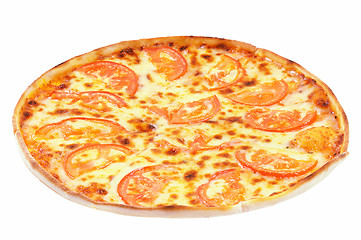 Image showing Vegetarian pizza  with cheese and tomatoes.