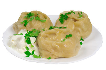 Image showing Cooked dumplings on a plate