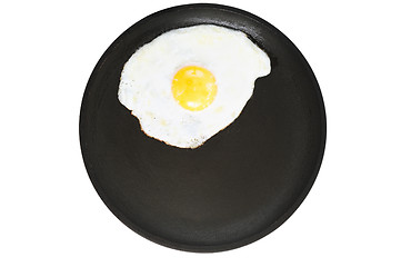 Image showing Fried eggs on a frying pan