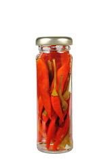 Image showing Canned red peppers in a jar