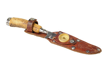 Image showing Vintage hunting knife with a bone handle