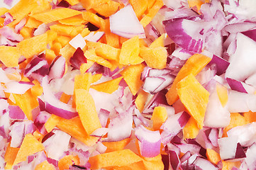 Image showing Chopped  red  onion  and  carrot