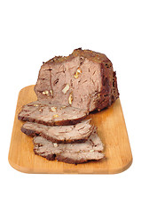 Image showing Roast beef on a wooden board