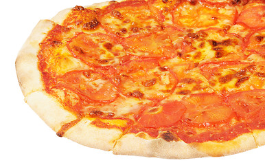 Image showing Vegetarian pizza  with cheese and tomatoes.