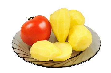 Image showing Peeled vegetables on a plate