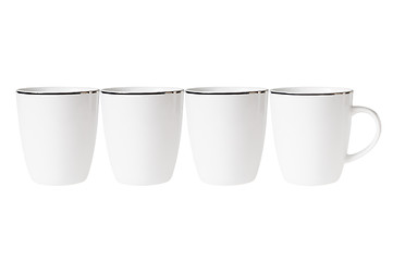 Image showing Four empty cup standing in line