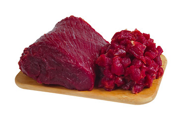 Image showing The whole piece and chopped beef