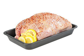 Image showing Stuffed chicken  on a baking sheet