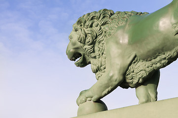 Image showing A bronze statue of a lion St. Petersburg
