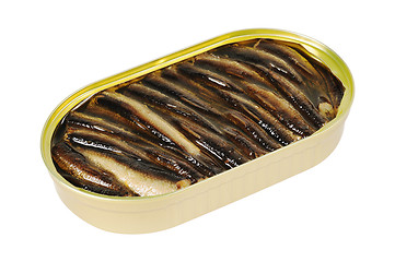 Image showing Opened metal can  with  fish