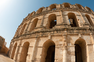 Image showing Tunisian Colosseum - dilapidated arches