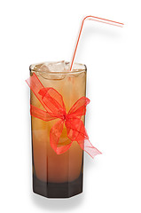 Image showing Cocktail in a glass, bound with ribbon.