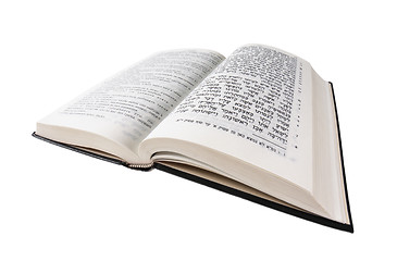 Image showing An open book. Bible. Close up.