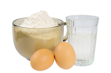 Image showing Flour, water and eggs.