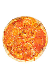 Image showing Vegetarian pizza  with cheese and tomatoes.