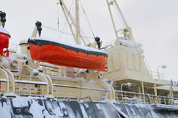 Image showing Lifeboat on the side of the ship