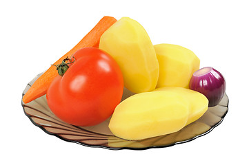 Image showing Peeled vegetables on a plate