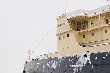 Image showing Icebreaker at sea in the snow