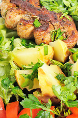 Image showing Grilled meat and potatoes