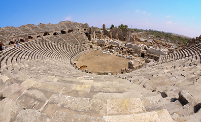 Image showing The ruins of the ancient amphitheater. Turkey