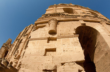 Image showing Tunisian Colosseum - dilapidated arches