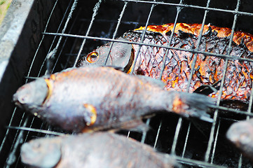 Image showing Smoked fish on the grill