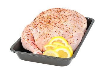 Image showing Stuffed chicken  on a baking sheet