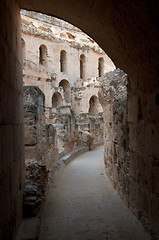 Image showing Tunisian Colosseum - dilapidated arches