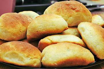 Image showing Buns on a baking sheet in oven