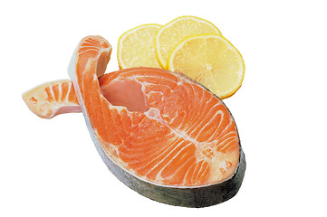 Image showing Raw salmon steak in the form of fish