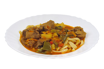 Image showing Braised lamb with noodles