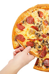 Image showing A pizza  with  pepperoni