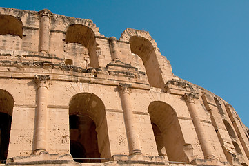 Image showing Tunisian Colosseum - dilapidated arches