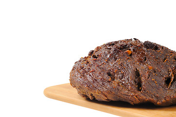 Image showing Roast beef on a wooden board