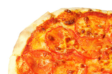 Image showing Vegetarian pizza  with cheese and tomatoes.