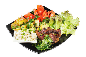 Image showing Grilled meat and potatoes