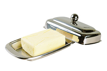 Image showing Butter in a chromed metal box