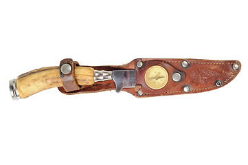 Image showing Vintage hunting knife with a bone handle