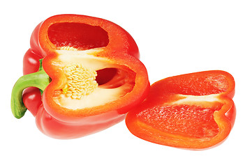 Image showing Cut red pepper on a white background