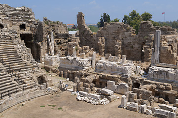 Image showing The ruins of the ancient amphitheater. Turkey