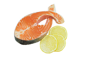 Image showing Raw salmon steak in the form of fish