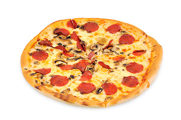 Image showing A pizza  with  pepperoni