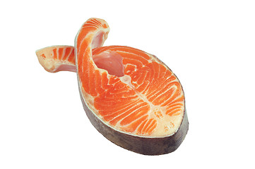 Image showing Raw salmon steak in the form of fish