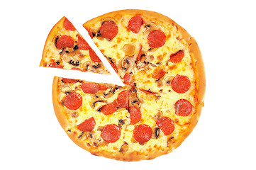 Image showing A pizza  with  pepperoni